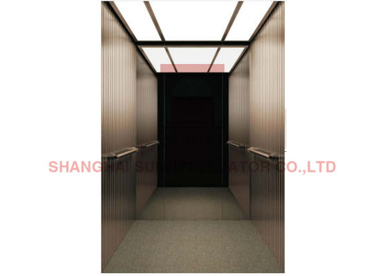 κατοικημένος ανελκυστήρας ανελκυστήρων 400kg VVVF με το ροδαλό χαραγμένο χρυσός ανοξείδωτο