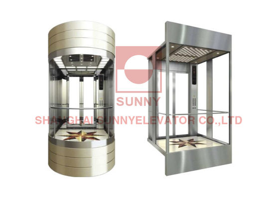 VVVF 800KG κατοικημένος ανελκυστήρας ανελκυστήρων επιβατών πανοραμικός με το κιγκλίδωμα χάλυβα
